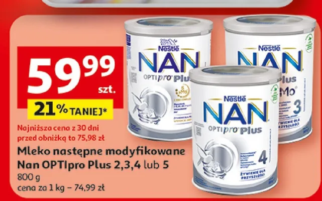 Mleko następne modyfikowane Nan OPTIpro Plus 3 Nestlé promocja w Auchan