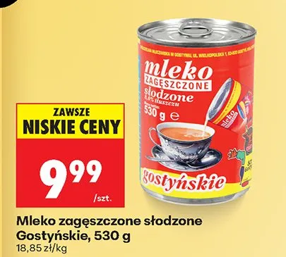 Mleko zagęszczone słodzone promocja w Biedronka