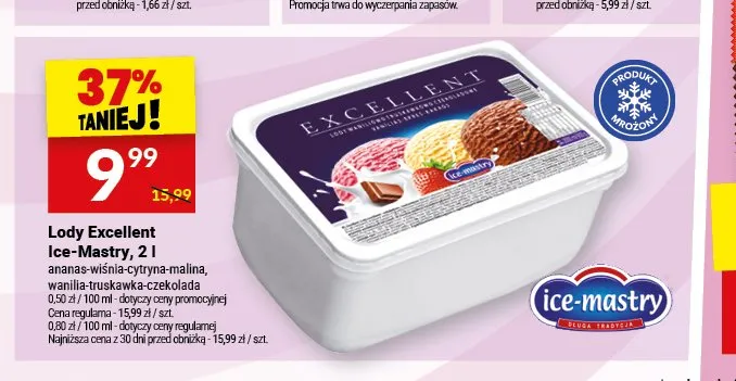 Lody Excellent Ice-Mastry wanilia-truskawka-czekolada promocja w Twój Market