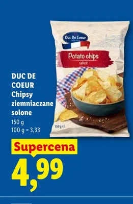 Chipsy ziemniaczane solone Duc De Coeur promocja w Lidl