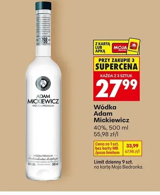 Wódka Adam Mickiewicz promocja w Biedronka