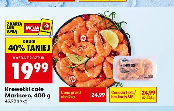 Krewetki całe gotowane Marinero promocja w Biedronka