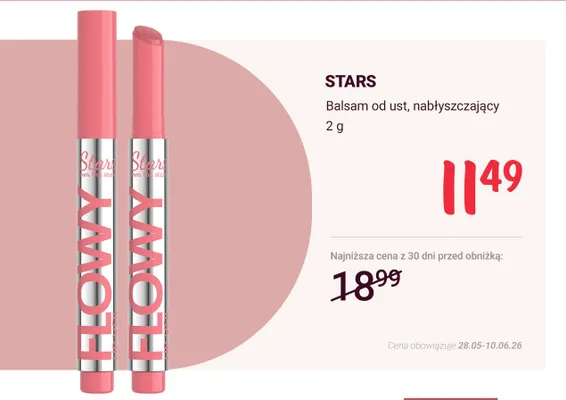 Balsam do ust nabłyszczający STARS promocja w Rossmann