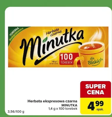 Herbata ekspresowa czarna Minutka promocja w Carrefour Express