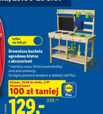 Drewniana kuchnia ogrodowa błotna z akcesoriami promocja w Lidl