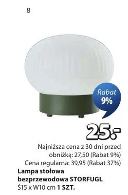 Lampa stołowa bezprzewodowa STORFJUGL promocja w Jysk