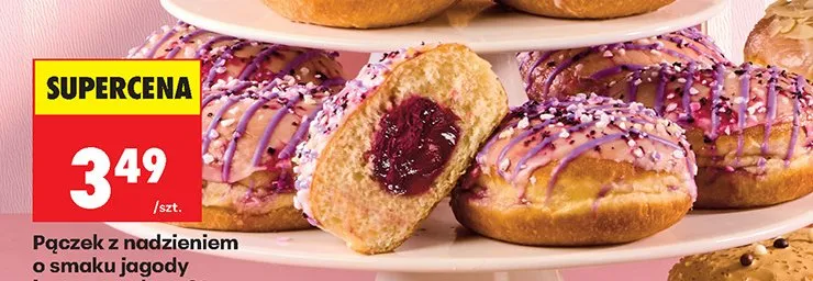 Pączek z nadzieniem o smaku jagody i czarnego bzu promocja w Biedronka