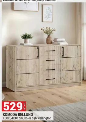 Komoda Belluno 150x84x40cm kolor dąb wellington promocja w Merkury Market