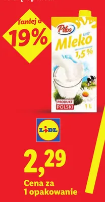 Mleko UHT 1,5% Pilos promocja w Lidl