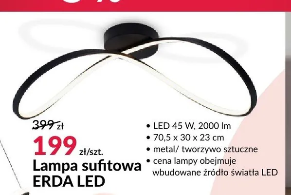 Lampa sufitowa Erda LED promocja w Salony Agata