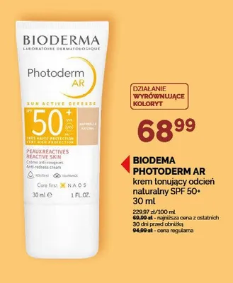 Krem tonujący odcień naturalny BIODERMA PHOTODERM AR SPF 50+ promocja w Ziko Dermo