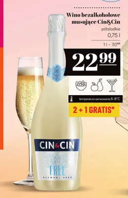 Wino bezalkoholowe musujące Cin & promocja w POLOmarket