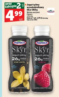 Jogurt pitny wysokobiałkowy Skyr smak wanilia Piątnica promocja w TOPAZ