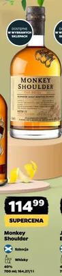 Whisky Monkey Shoulder The Original Blended Malt Scotch Whisky 40% promocja w Netto