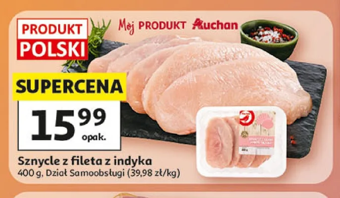 Sznycle z fileta z indyka polskie promocja w Auchan