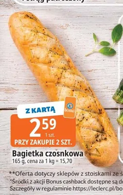 Bagietka czosnkowa promocja w Leclerc