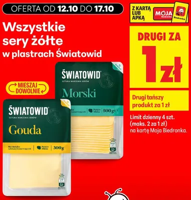 Sery żółte w plastrach Światowid promocja w Biedronka