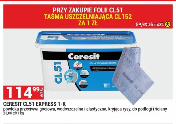Powłoka przeciwwilgociowa Ceresit CL51 Express 1-K promocja w Merkury Market