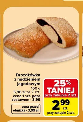 Drożdżówka z nadzieniem jagodowym promocja w Carrefour