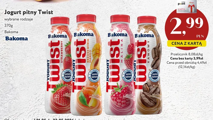 Jogurt pitny Twist Kawowy Bakoma promocja w Market Point