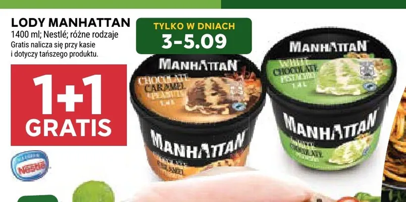 Lody Manhattan White Chocolate Pistachio promocja w Stokrotka