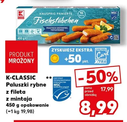 Paluszki rybne z fileta z mintaja K-Classic promocja w Kaufland