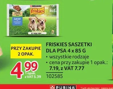 Karma dla psa Friskies saszetki 4-pak 85 g promocja w Selgros