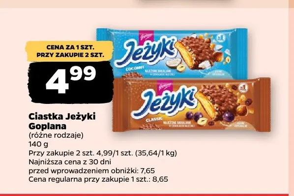 Ciastka Jeżyki Goplana Coconut promocja w Netto