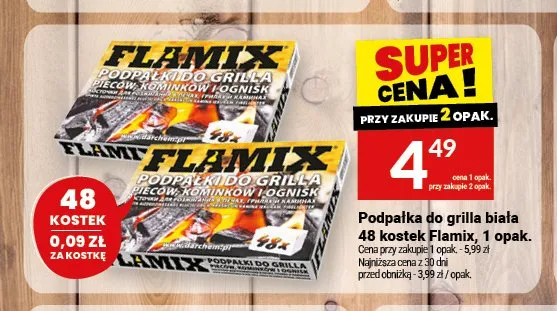 Podpałka do grilla biała 48 kostek Flamix promocja w Twój Market