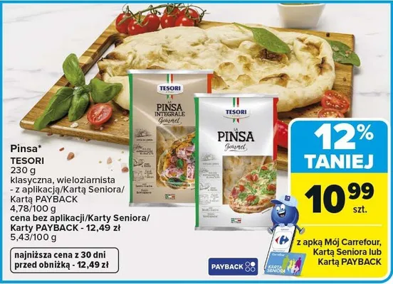 Pinsa TESORI 230g klasyczna, wieloziarnista promocja w Carrefour Market