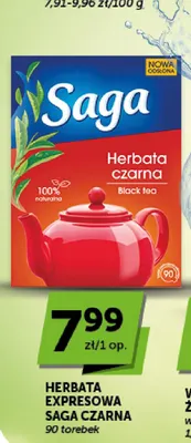 Herbata ekspresowa Saga czarna promocja w Euro Sklep