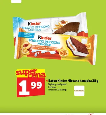 Baton Kinder Mleczna kanapka brzoskwinia marakuja promocja w TOPAZ