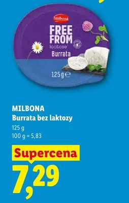 Burrata bez laktozy Milbona Free From promocja w Lidl