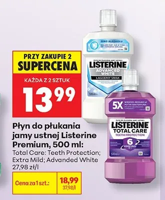 Płyn do płukania jamy ustnej Listerine Premium promocja w Biedronka