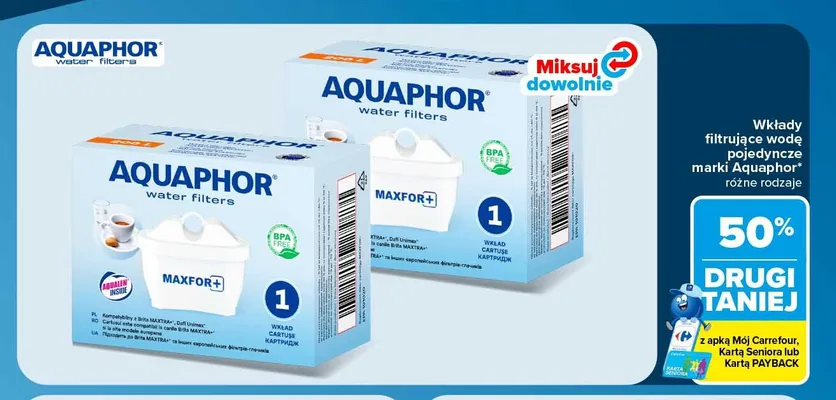 Wkłady filtrujące wodę Aquaphor Maxfor+ promocja w Carrefour