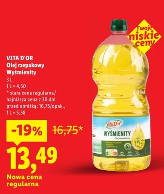 Olej rzepakowy Wyśmienity Vita D'or promocja w Lidl