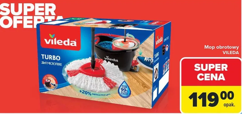 Mop obrotowy Turbo 2w1 microfibre promocja w Carrefour Market