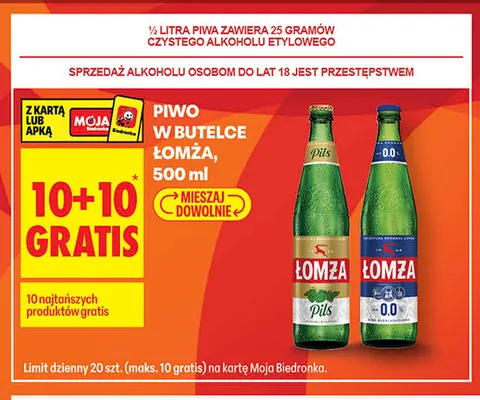 Piwo bezalkoholowe Łomża promocja w Biedronka