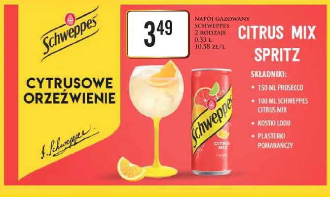 Napój gazowany Schweppes Citrus Mix Spritz promocja w Dino