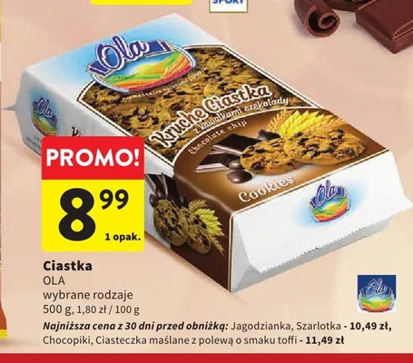 Kruche ciastka z kawałkami czekolady Ola promocja w Intermarche