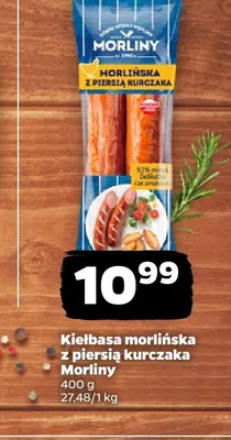 Kiełbasa morlińska z piersią kurczaka Morliny promocja w Netto