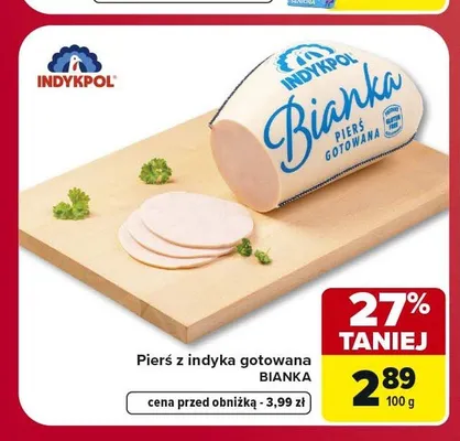 Pierś z indyka gotowana Bianka Indykpol promocja w Carrefour Market