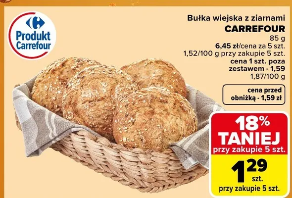 Bułka wiejska z ziarnami Carrefour promocja w Carrefour