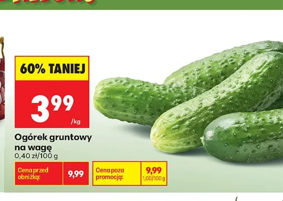 Ogórek gruntowy na wagę promocja w Biedronka