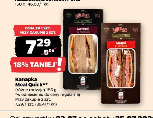 Kanapka Meal Quick szynka z serem promocja w Netto