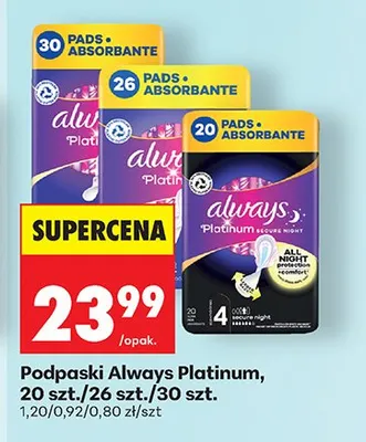 Podpaski Platinum, 20szt./26szt./30szt. promocja w Biedronka