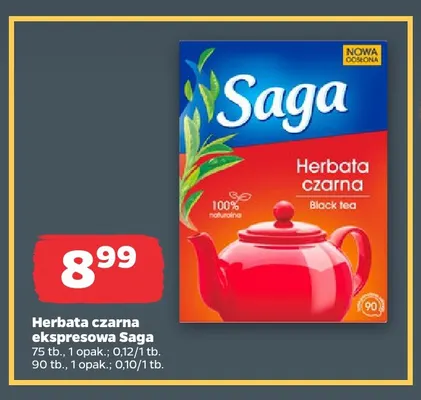 Herbata czarna ekspresowa Saga promocja w Netto