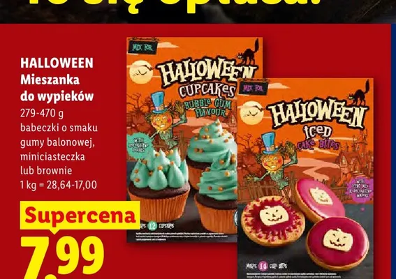 Mieszanka do wypieków babeczki o smaku gumy balonowej Halloween promocja w Lidl
