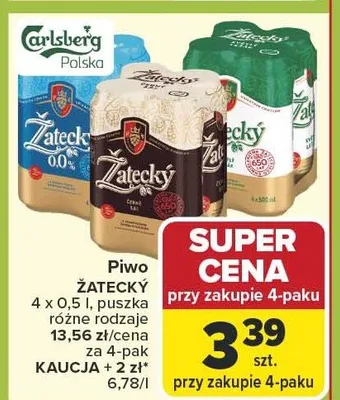 Piwo bezalkoholowe Żatecký 0,0% promocja w Carrefour Market
