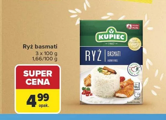 Ryż basmati Kupiec 3-pak 100 g promocja w Carrefour